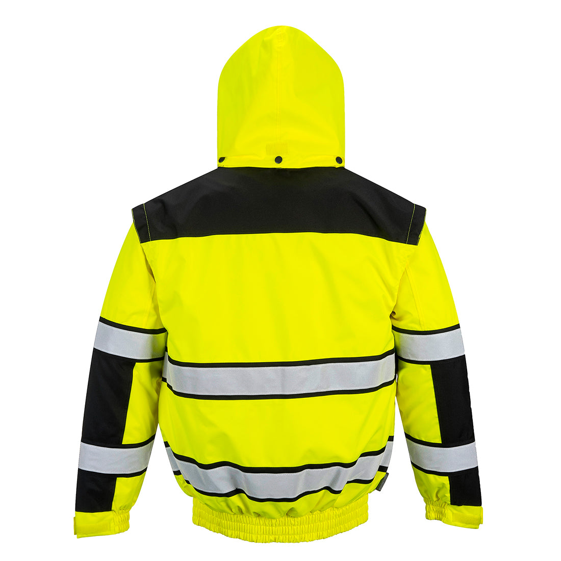 Portwest C466 Hi-Vis 3-in-1 Contrast Winter Bomber Jacket Yellow Black_Rear