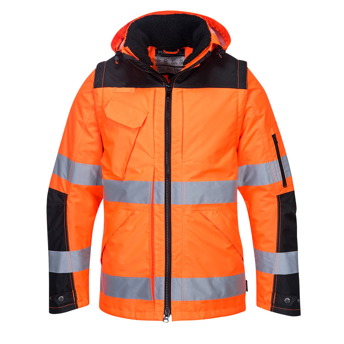 Portwest C469 Hi-Vis 3-in-1 Contrast Winter Pro Jacket Orange Black