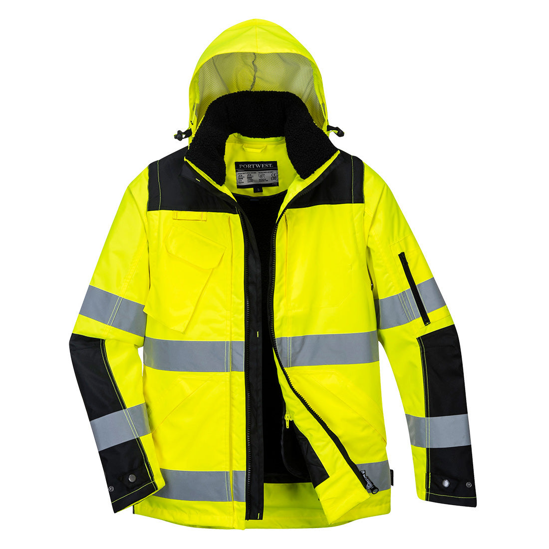 Portwest C469 Hi-Vis 3-in-1 Contrast Winter Pro Jacket Yellow Black