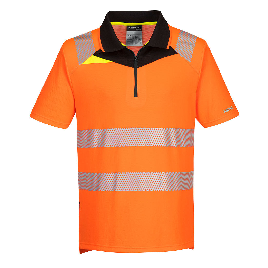 Portwest DX412 DX4 Hi-Vis Zip Polo Shirt Orange/Black