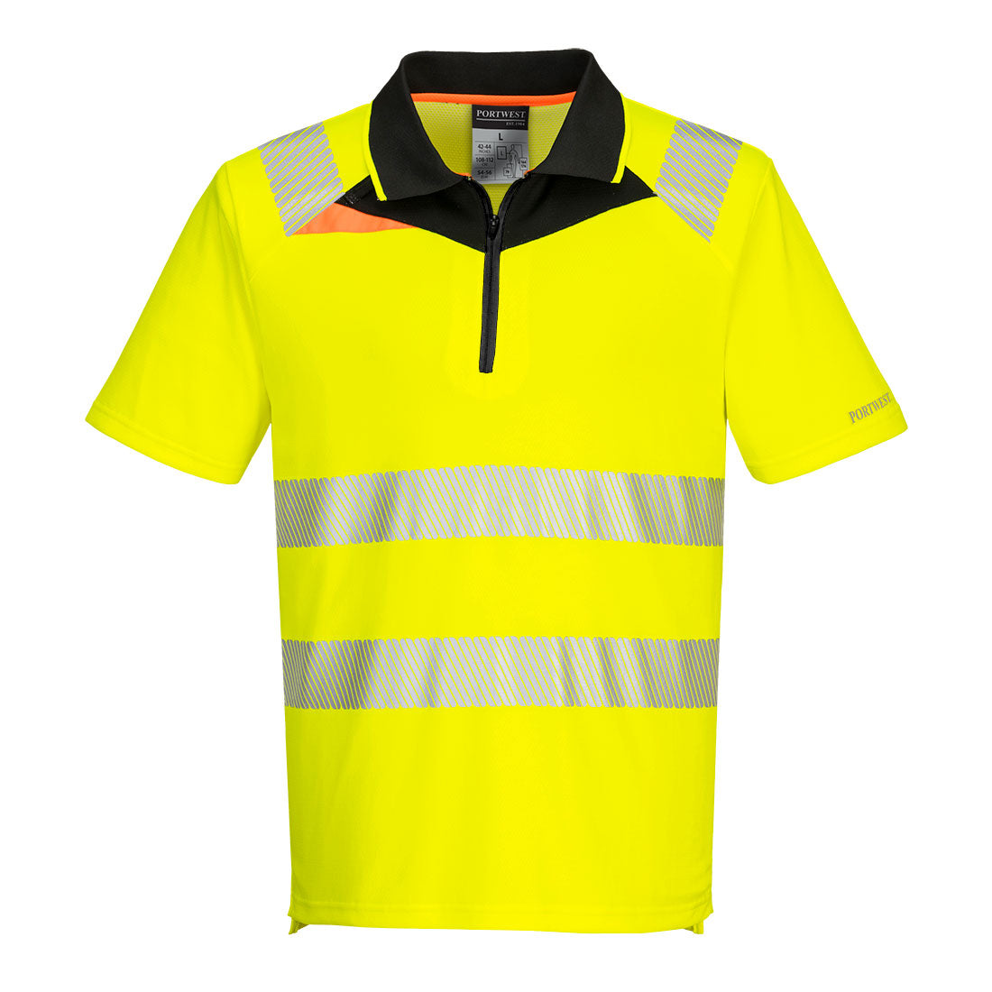 Portwest DX412 DX4 Hi-Vis Zip Polo Shirt Yellow/Black