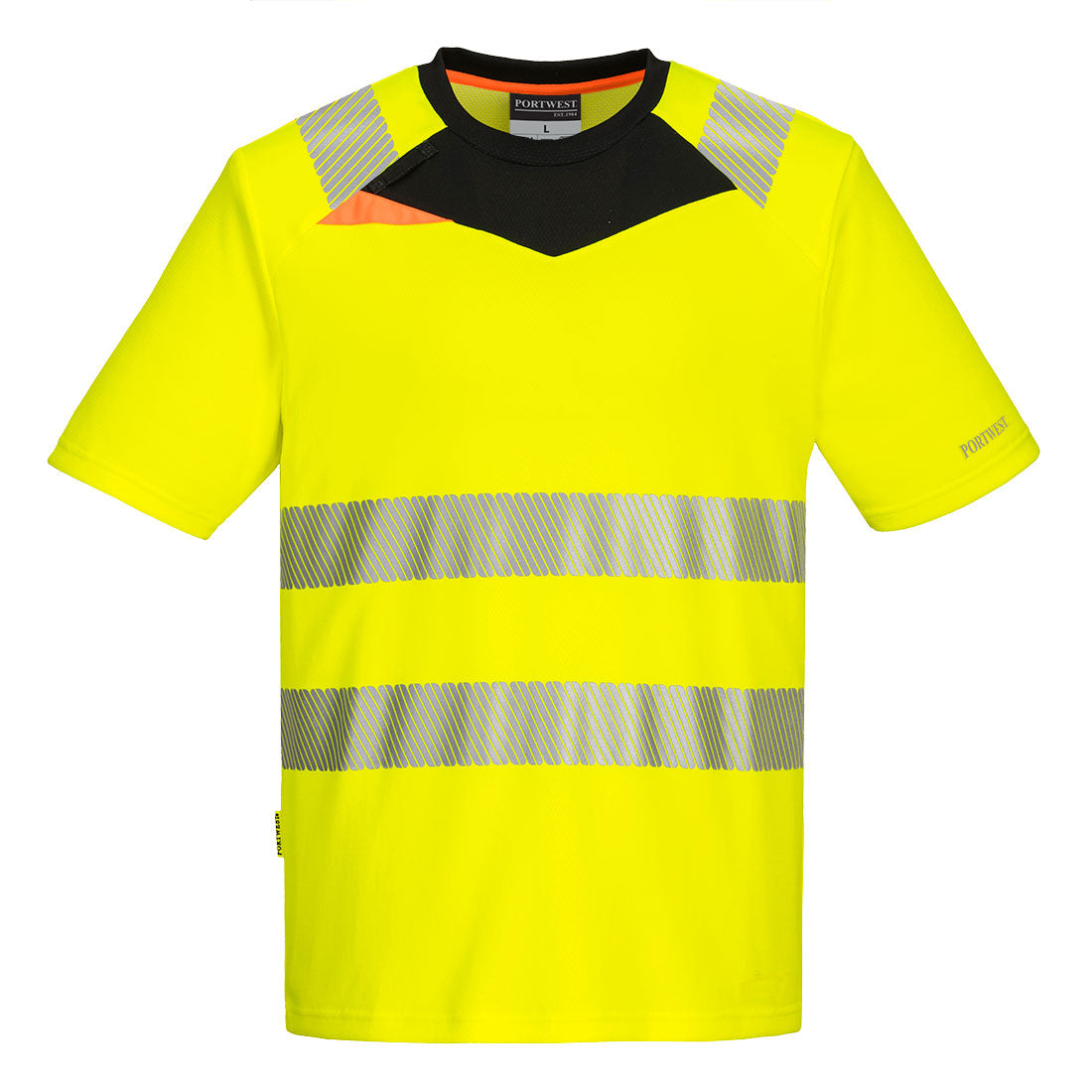 Portwest DX4 Hi-Vis T-Shirt Short Sleeve Yellow Black