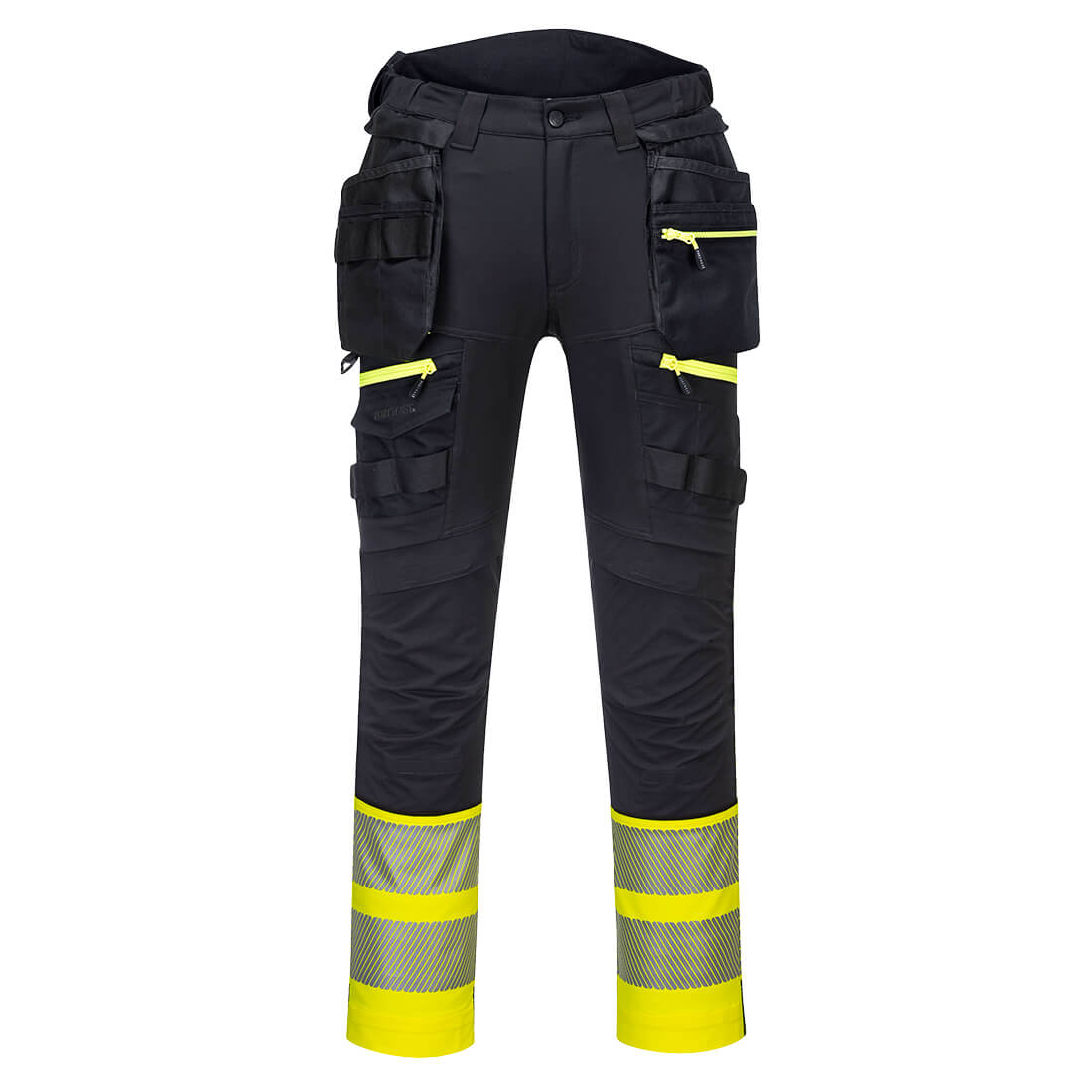 Portwest DX445 DX4 Hi-Vis Detachable Holster Pocket Class 1 Trousers Yellow/Black