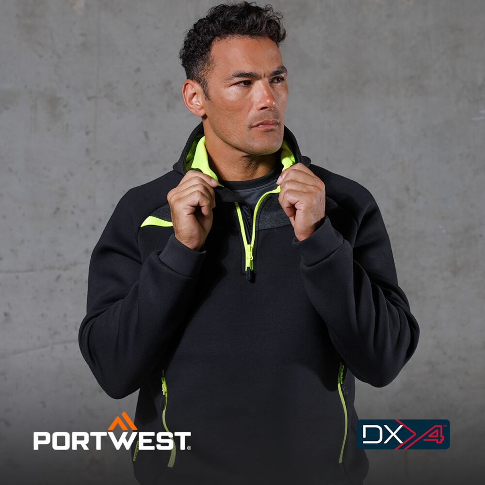 Portwest DX4 Quarter Zip Hoodie Black