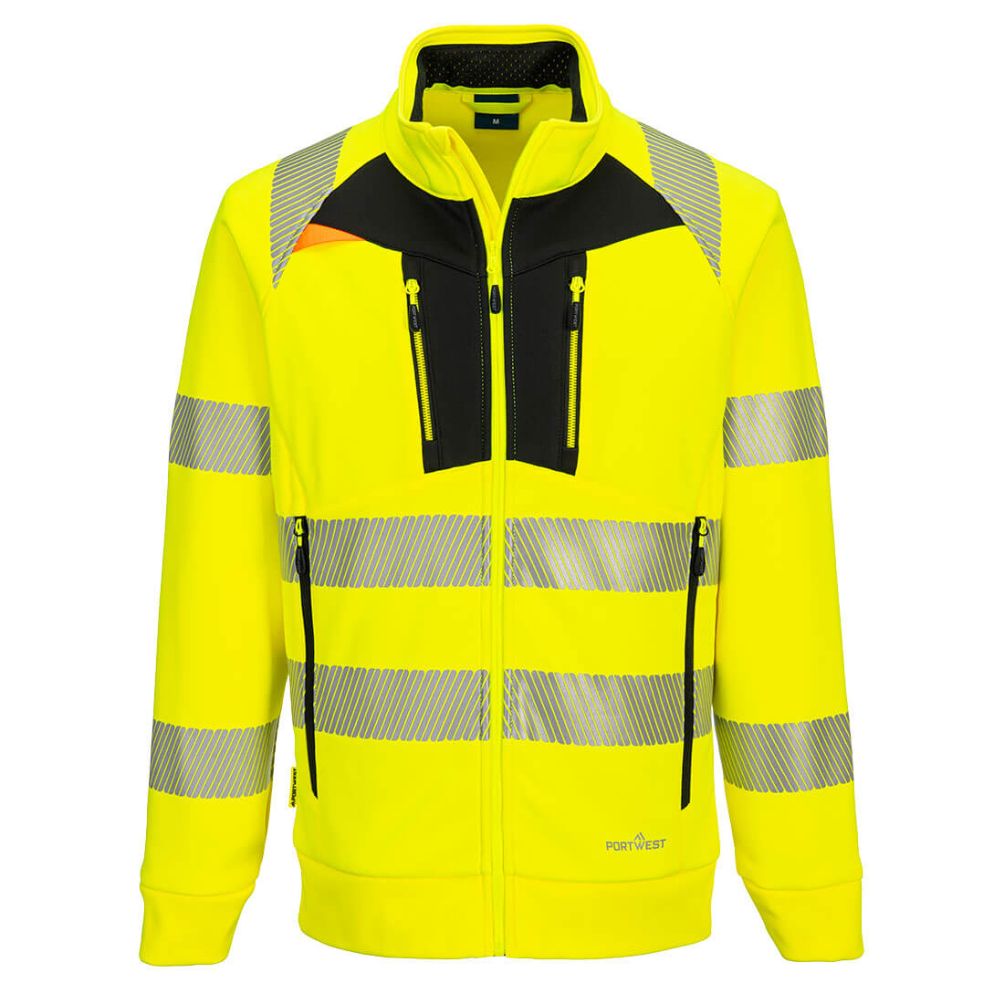 Portwest DX477 DX4 Hi-Vis Funnel Neck Zipped Sweatshirt Yellow