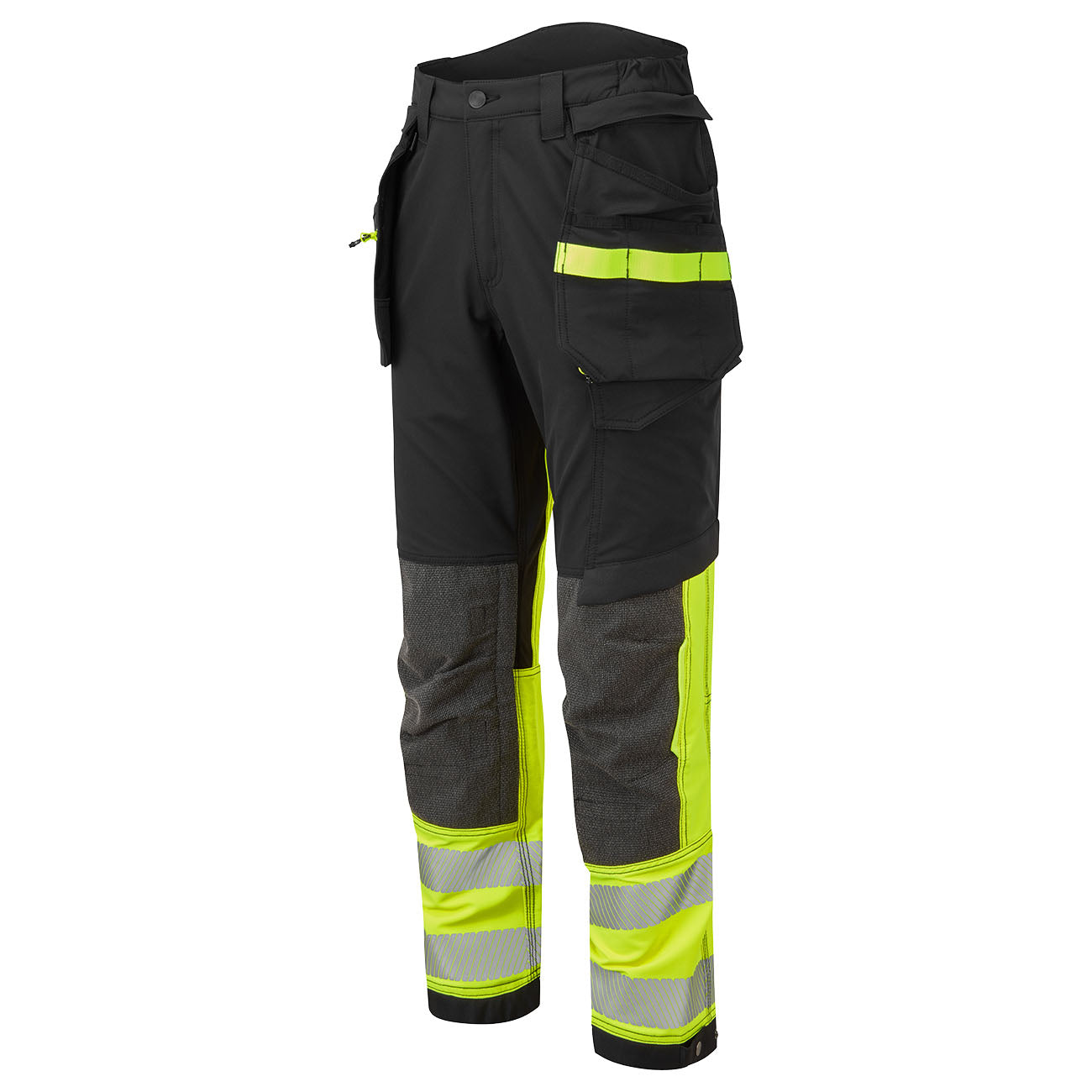 Portwest EV442 EV4 Hi-Vis Stretch Detachable Holster Class 1 Trousers Yellow/Black