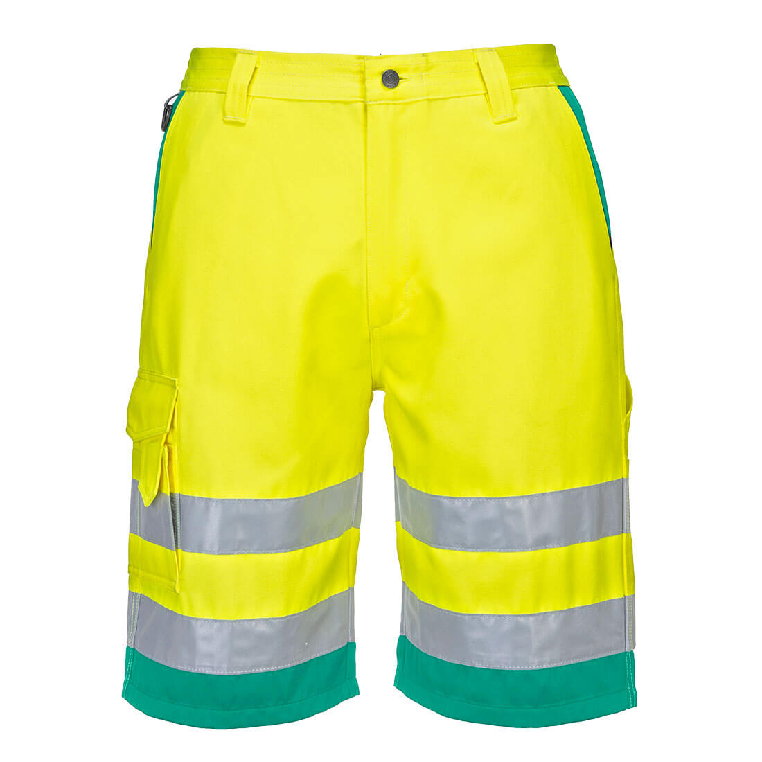 Portwest L043 Hi-Vis Lightweight Polycotton Shorts Yellow/Teal