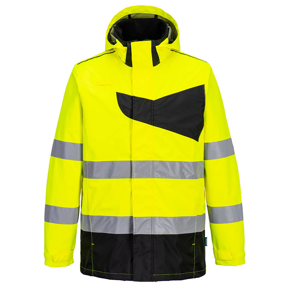 Portwest PW265 PW2 Hi-Vis Rain Jacket Yellow Black