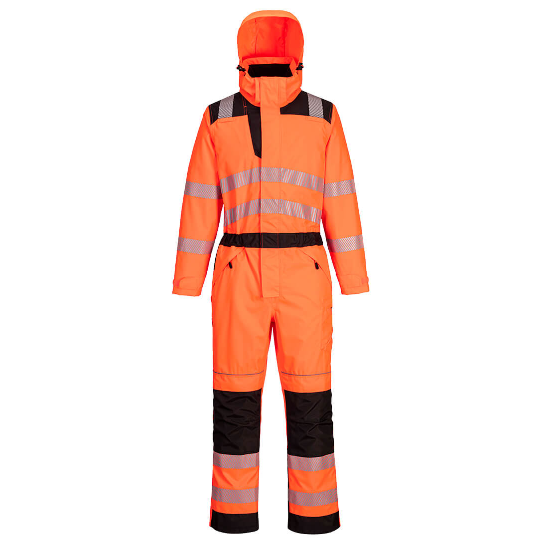 Portwest PW355 PW3 Hi-Vis Rain Coverall Orange Black