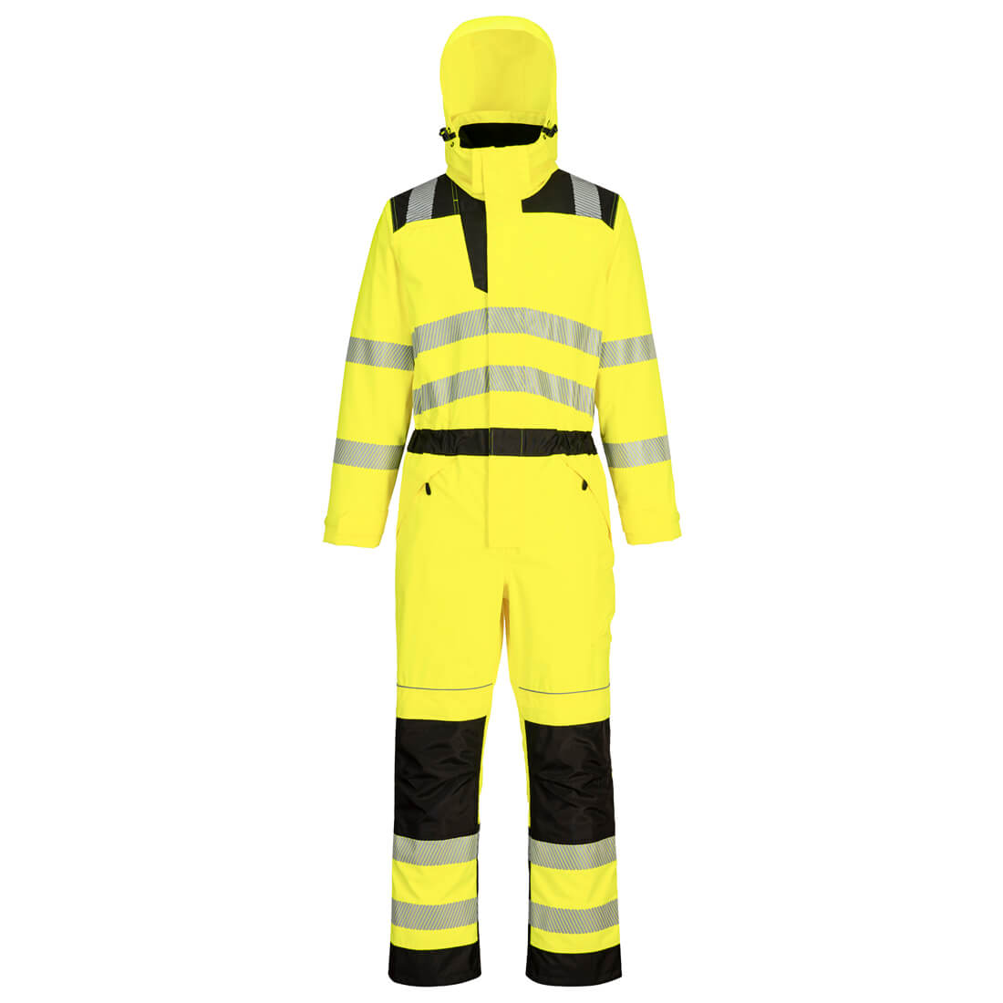 Portwest PW355 PW3 Hi-Vis Rain Coverall Yellow Black