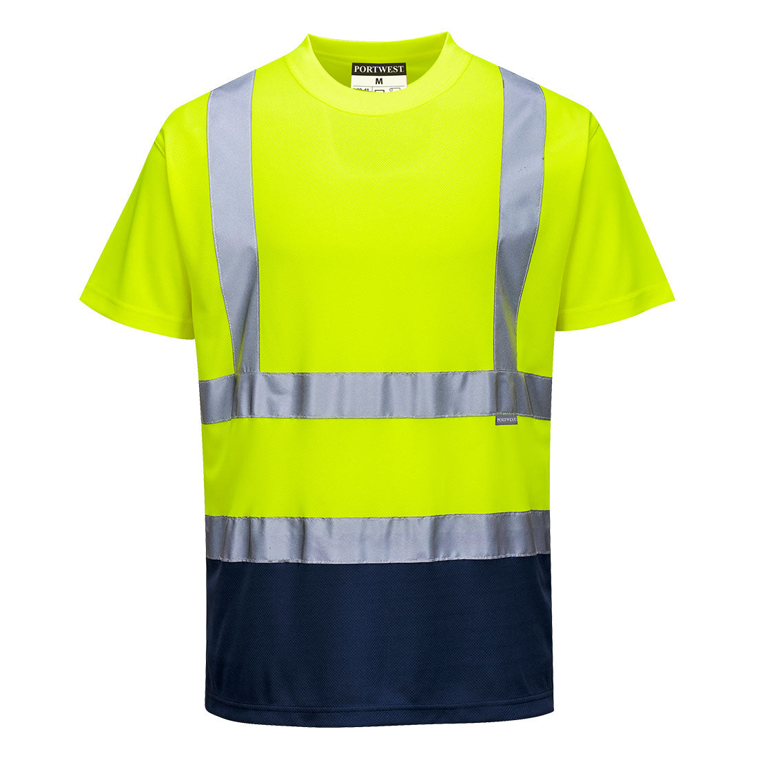 Portwest S378 Hi-Vis Contrast T-Shirt Yellow Navy