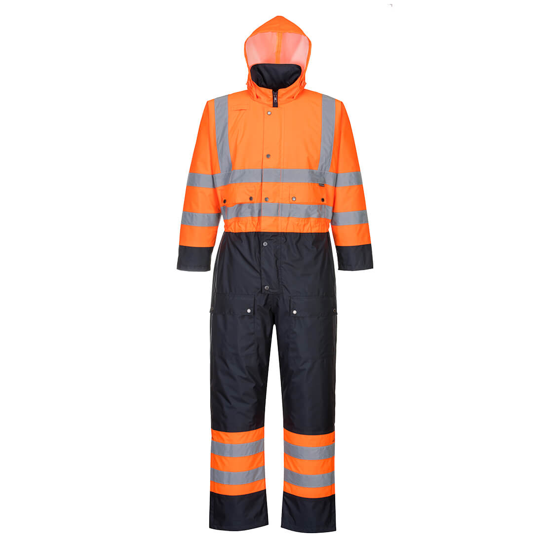 Portwest S485 Hi-Vis Contrast Winter Coverall Orange Navy