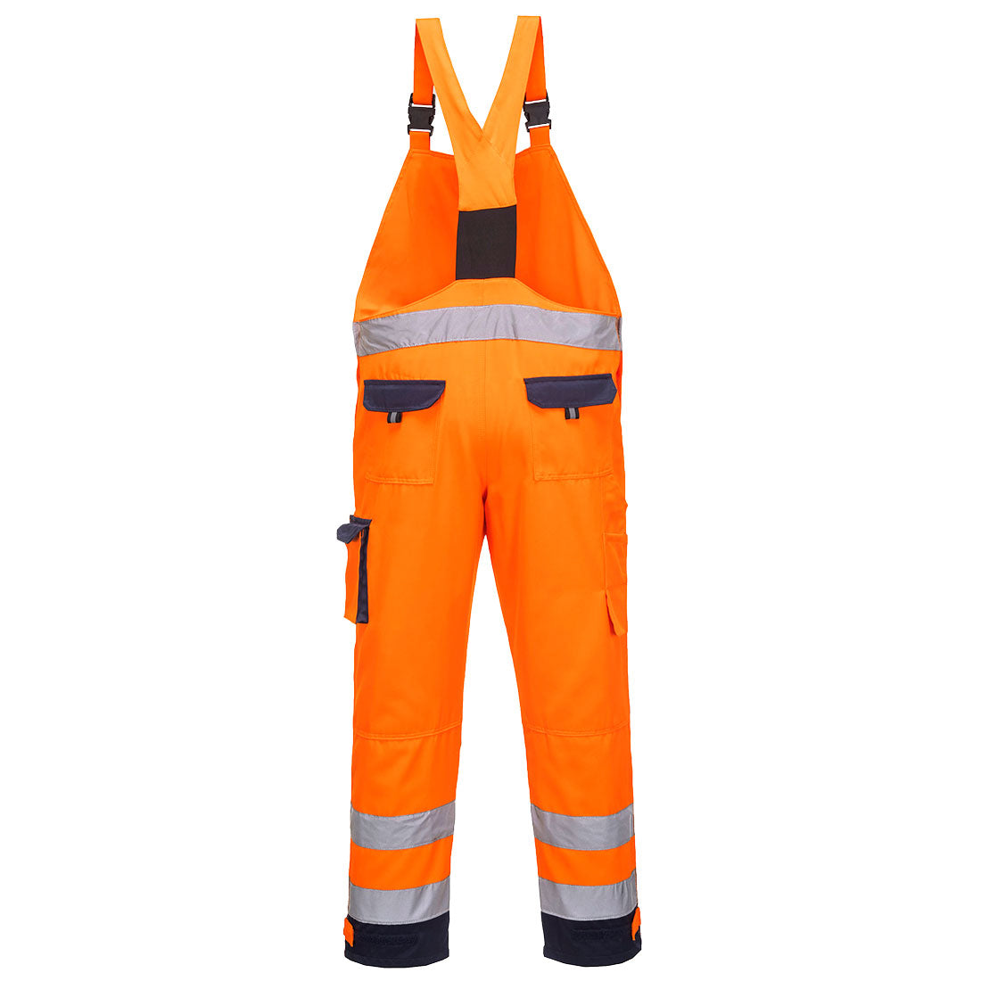 Portwest TX52 Dijon Hi-Vis Contrast Work Bib and Brace Orange Navy