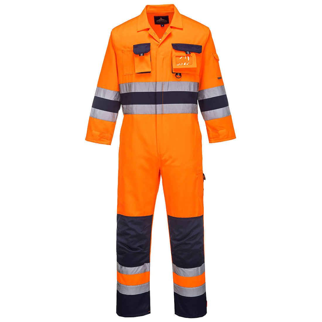 Portwest TX55 Nantes Hi-Vis Contrast Work Coverall Orange Navy