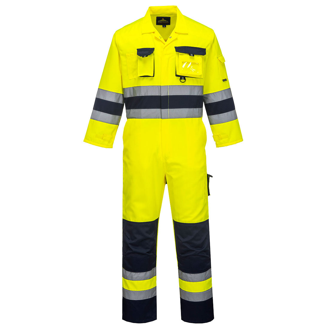 Portwest TX55 Nantes Hi-Vis Contrast Work Coverall Yellow Navy